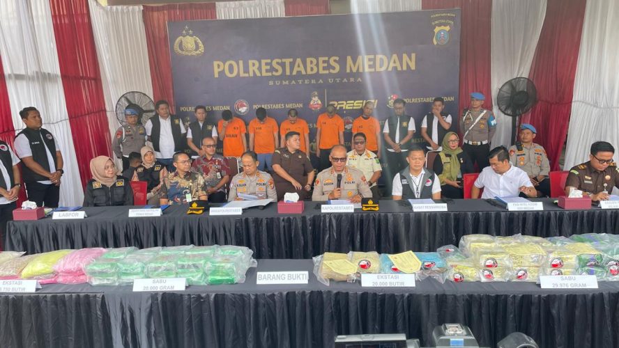 Polrestabes Medan Musnahkan Sabu Seberat 20Kg & 59.750 butir Pil Ekstasi