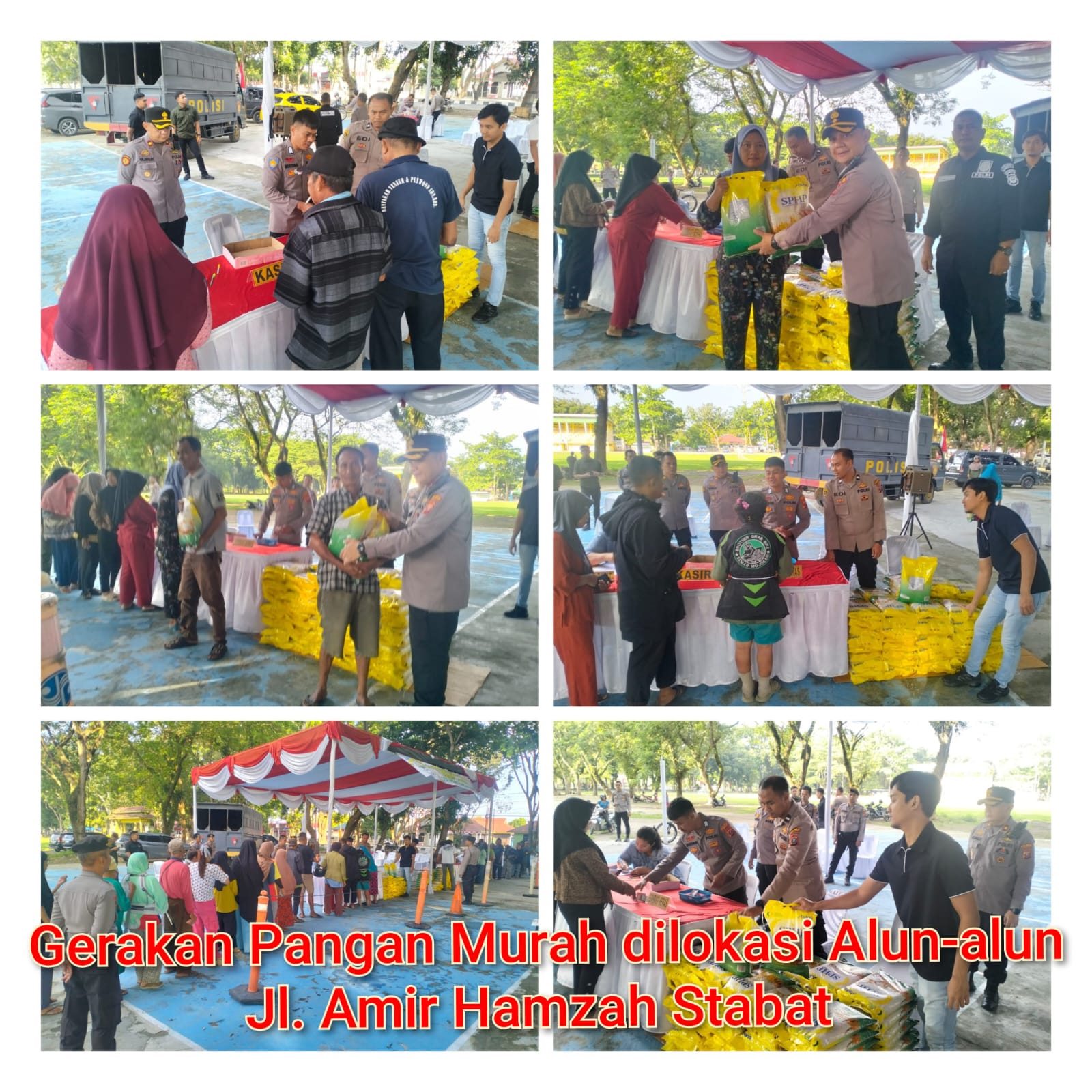 Hari Pertama Gerakan Pangan Murah Polres Langkat, 16 Ton Beras SPHP Ludes Terjual