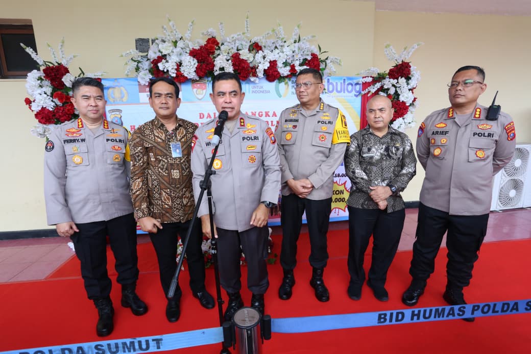 Kapolri Launching Program Pangan Murah Polri Serentak di Seluruh Indonesia, Polda Sumut Salurkan Ratusan Ton Beras