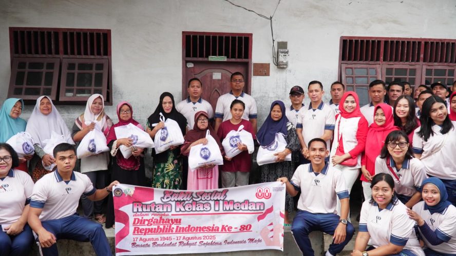 Semangat Kemerdekaan, Rutan Kelas I Medan Gelar Jalan Santai Sekaligus Pemberian Bansos