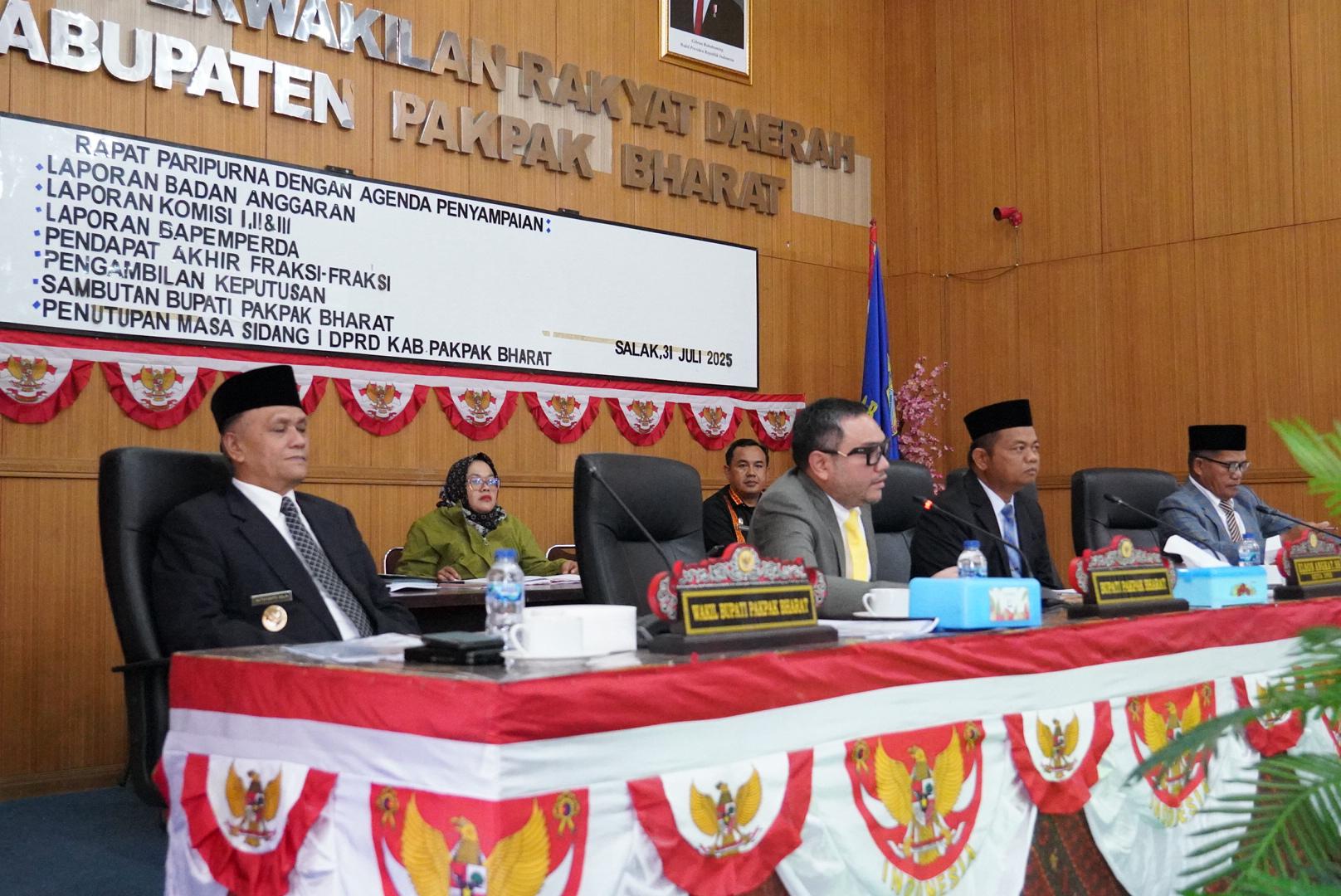 DPRD Kabupaten Pakpak Bharat Mengesahkan Tiga Rancangan Peraturan Daerah Pakpak Bharat