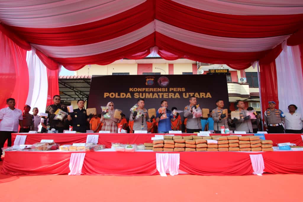 Pelaksanaan Konferensi Pers Polda Sumut, Pengungkapan Narkotika Polres Sergai Yang Dilaksanakan Di Polres Tebing Tinggi