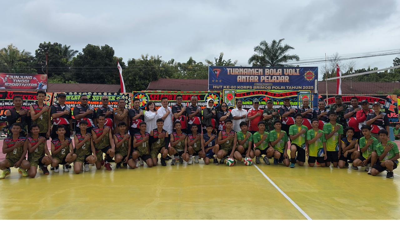 Semarak HUT Ke-80 Korps Brimob Polri, 24 Tim Pelajar Se-Pematang Siantar Dan Simalungun Adu Taktik Di Turnamen Bola Voli