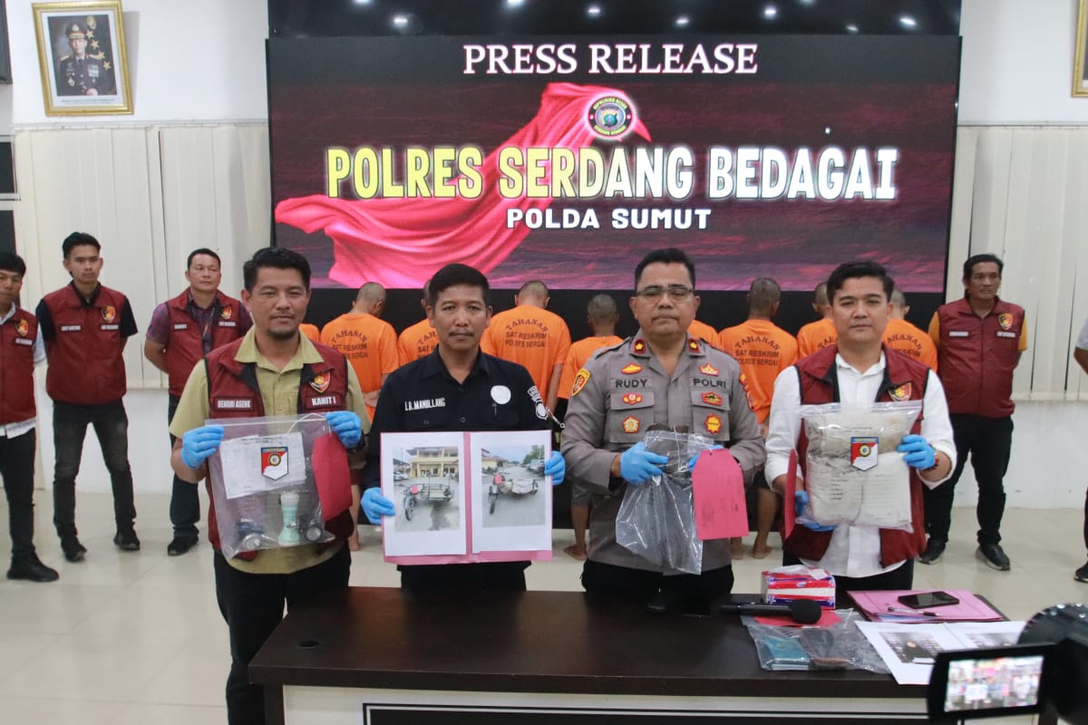 Polres Sergai Ringkus 9 Pelaku Pencurian Gudang Di Desa Sei Rampah