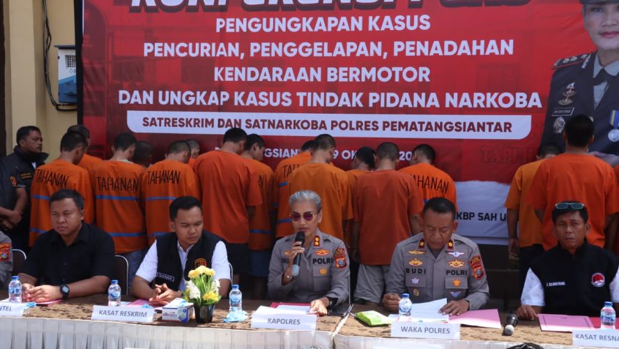 Polres Pematang Siantar Konferensi Pers Pengungkapan Kasus, Pencurian,Penggelapan,Penadahan Ranmor Dan Peredaran Narkoba
