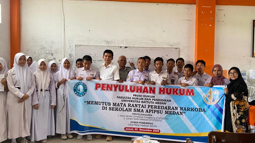 Penyuluhan Hukum Universitas Batutta: Memutus Mata Rantai Peredaran Narkoba di SMA APIPSU Medan.