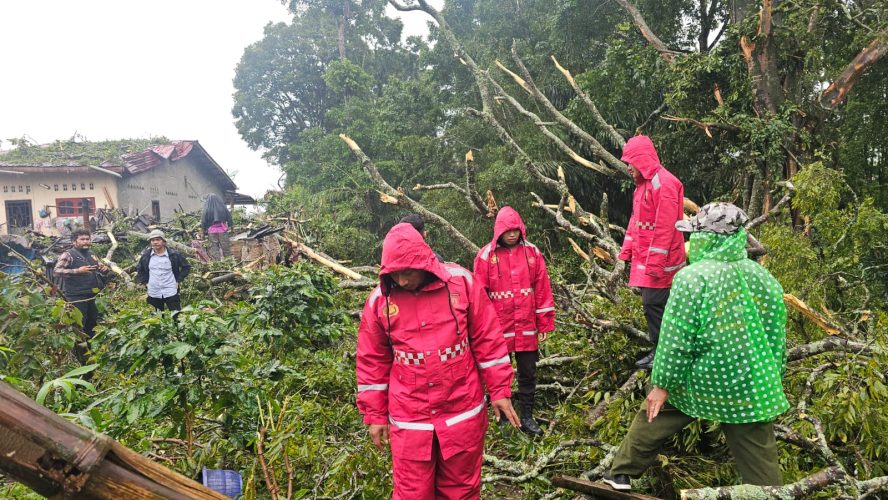 Polres Tanah Karo Responsif Tangani Longsor di Katepul Kuta, Dua Rumah Warga Terdampak