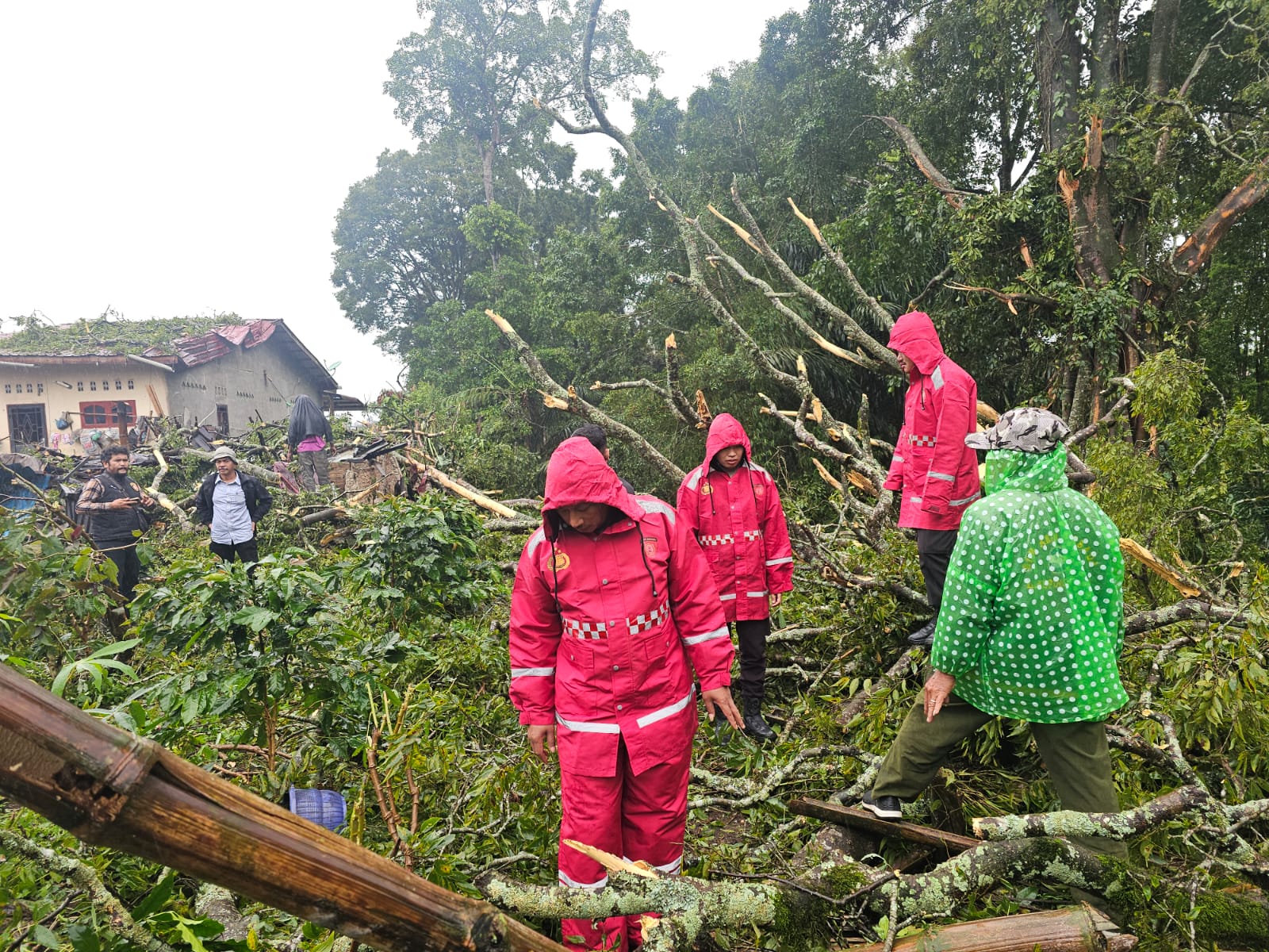 Polres Tanah Karo Responsif Tangani Longsor di Katepul Kuta, Dua Rumah Warga Terdampak