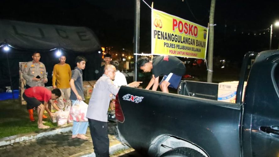 Polres Pelabuhan Belawan Dirikan Posko Bantuan Korban Banjir di Taman Warna-Warni Martubung