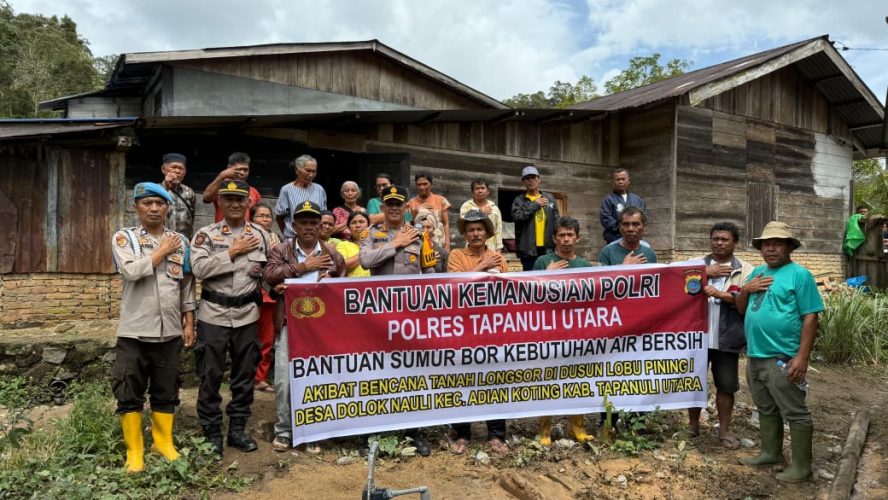 Polres Taput Bangun Sumur Bor, Hadirkan Air Bersih Bagi Warga Lobu Pining Pascabencana Longsor