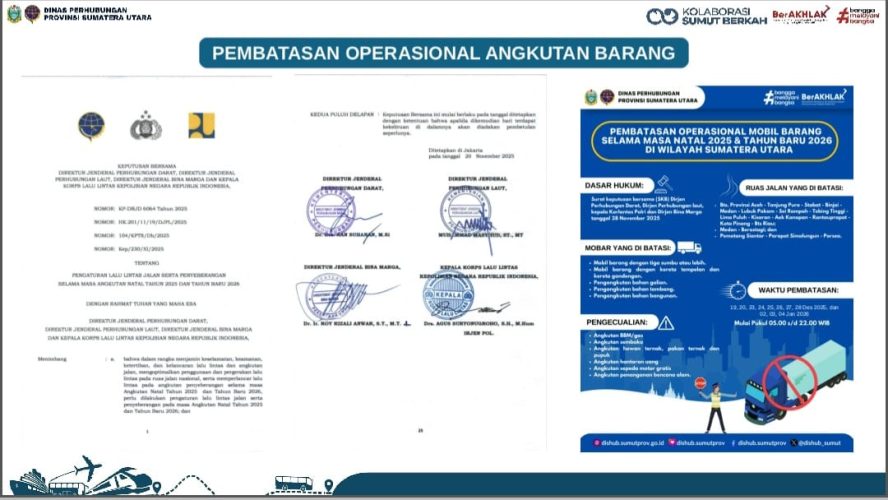 SKB Nataru 2025-2026: Polda Sumut Batasi Operasional Angkutan Barang Di Sejumlah Ruas Jalan