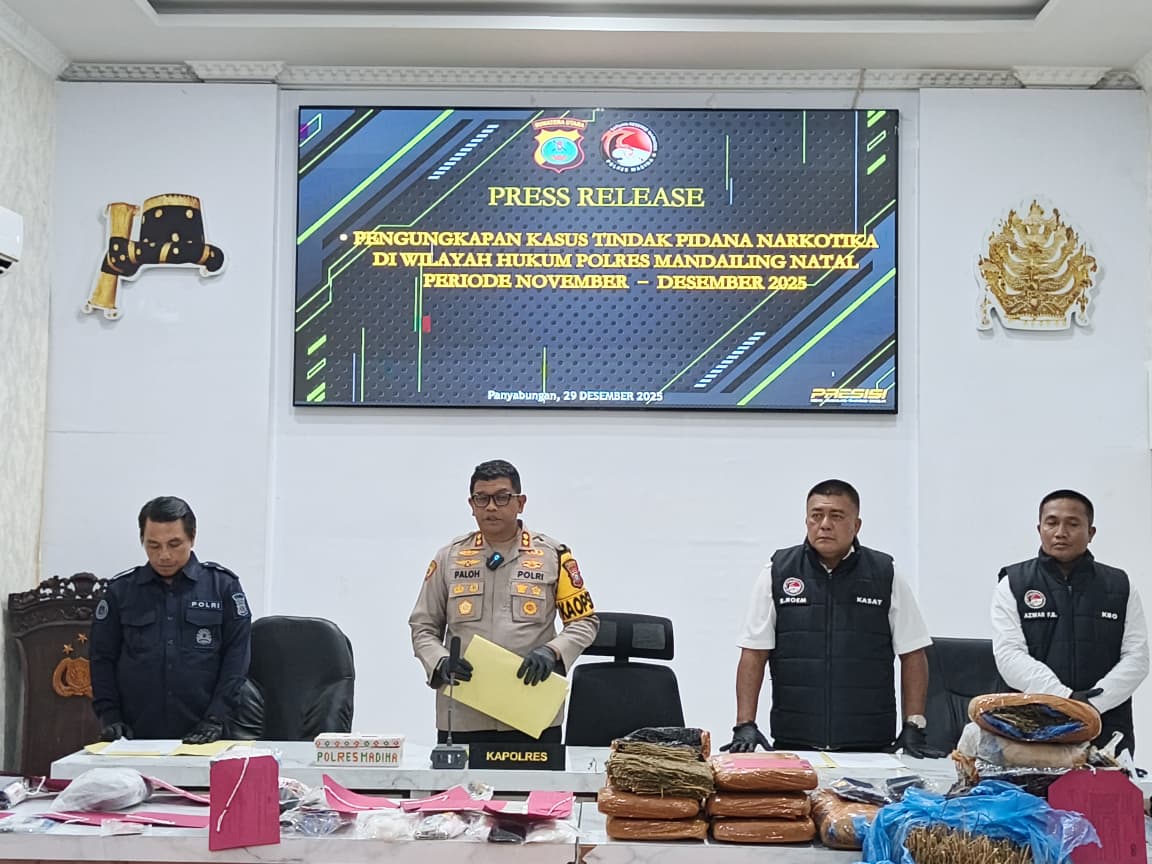 Dua Bulan Terakhir, Polres Madina Ungkap 18 Kasus Narkoba Dan Amankan 20 Tersangka