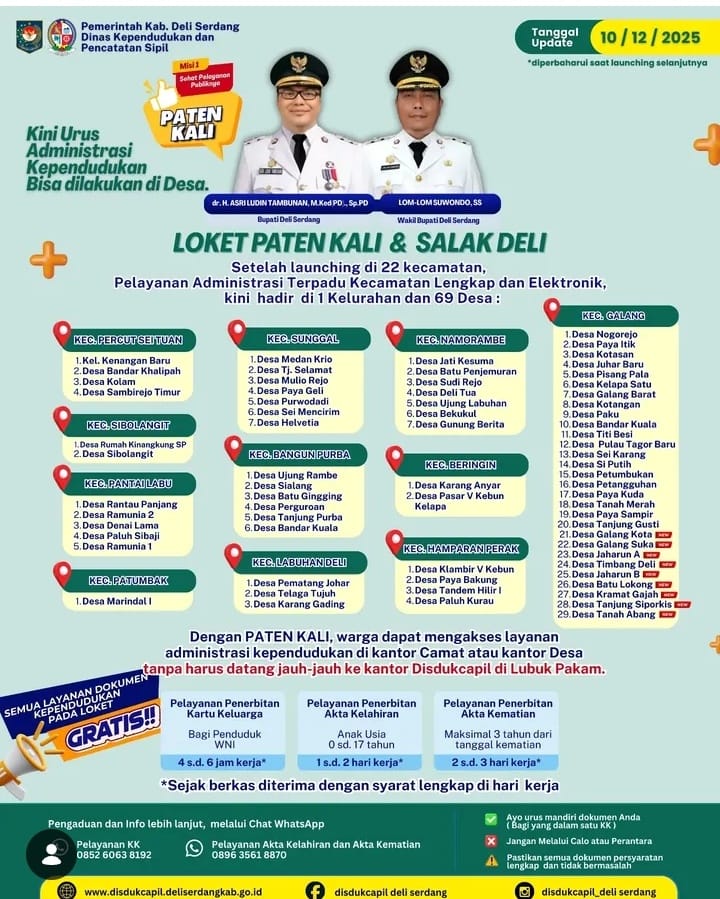 Layanan PATEN KALI–SALAK DELI Disorot, Warga Deli Serdang Urus KK Hingga 7 Hari