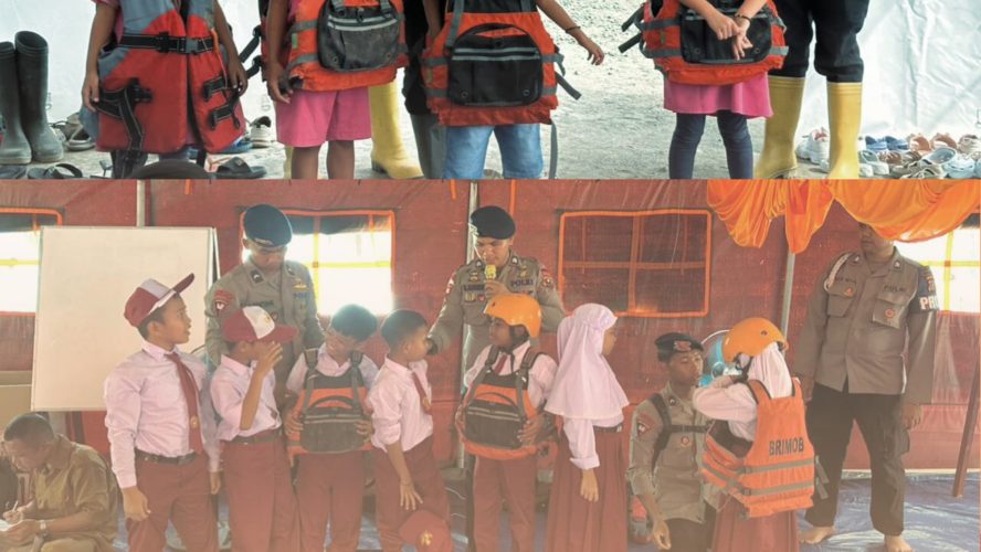 Melalui Trauma Healing, Brimob Sumut Kembalikan Keceriaan Anak-Anak Pascabanjir