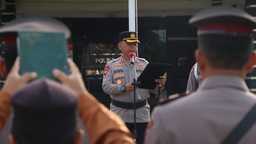 Kapolres Sergai Pimpin Upacara Sertijab Kabag Ops, Kasat Intelkam, Kapolsek Tanjung Beringin dan Kapolsek Kotarih