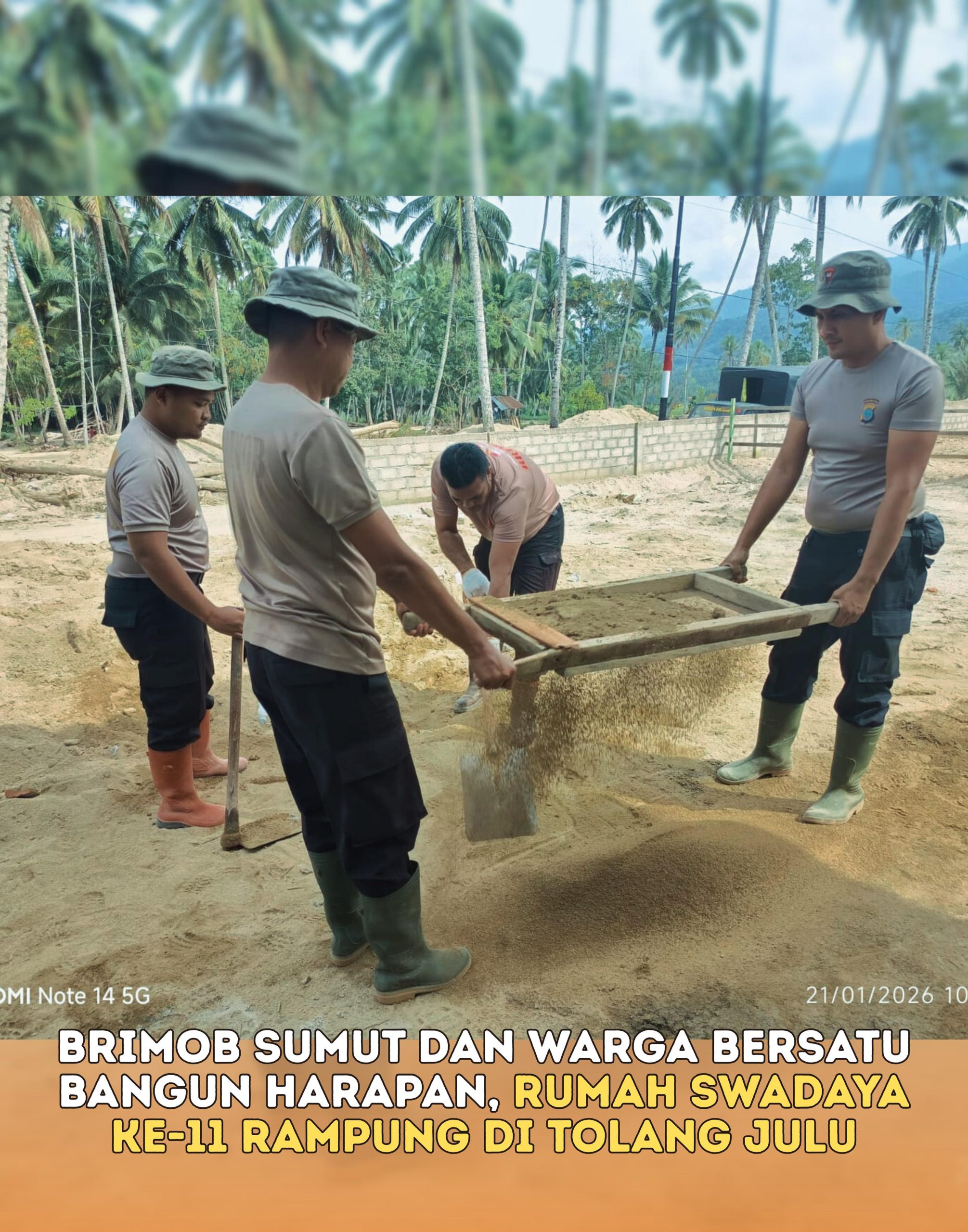 Brimob Sumut dan Warga Bersatu Bangun Harapan, Rumah Swadaya ke-11 Rampung di Tolang Julu