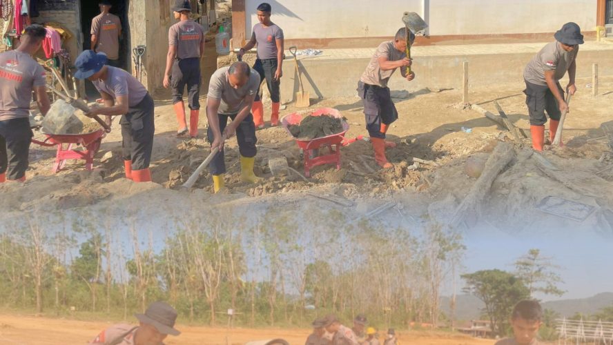 Di Tengah Luka Bencana, Brimob Sumut Hadir Membersamai Warga Batang Toru
