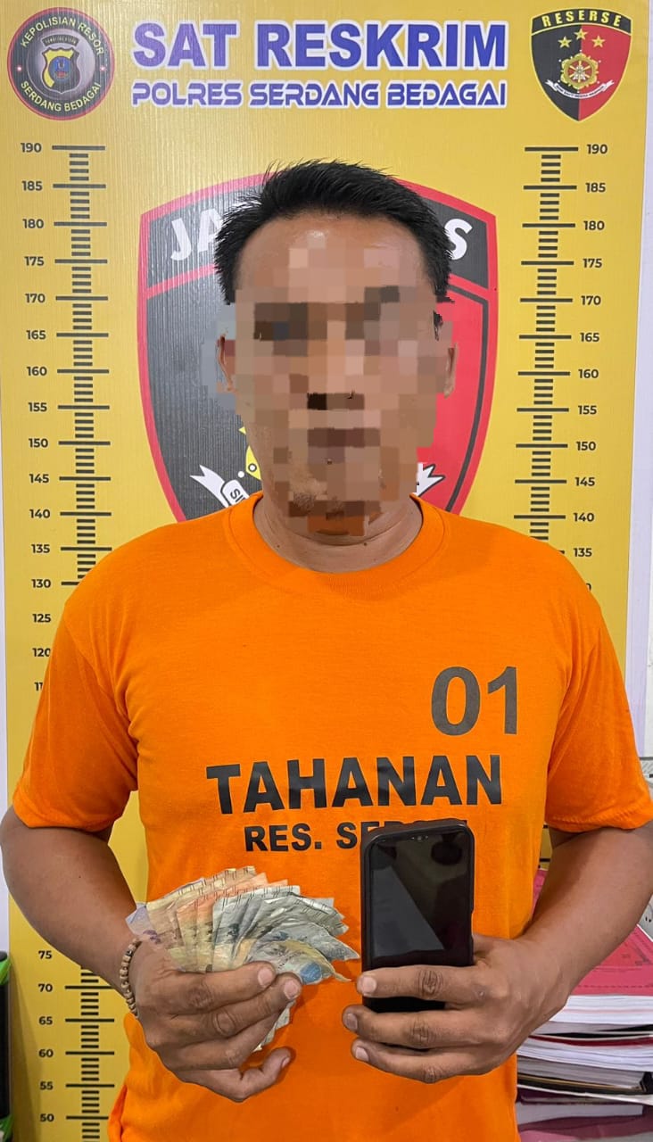 Buka Judi Tebak Angka Jenis Hongkong Pria 42 Tahun, Bermalam Di Sat Reskrim Polres Sergai