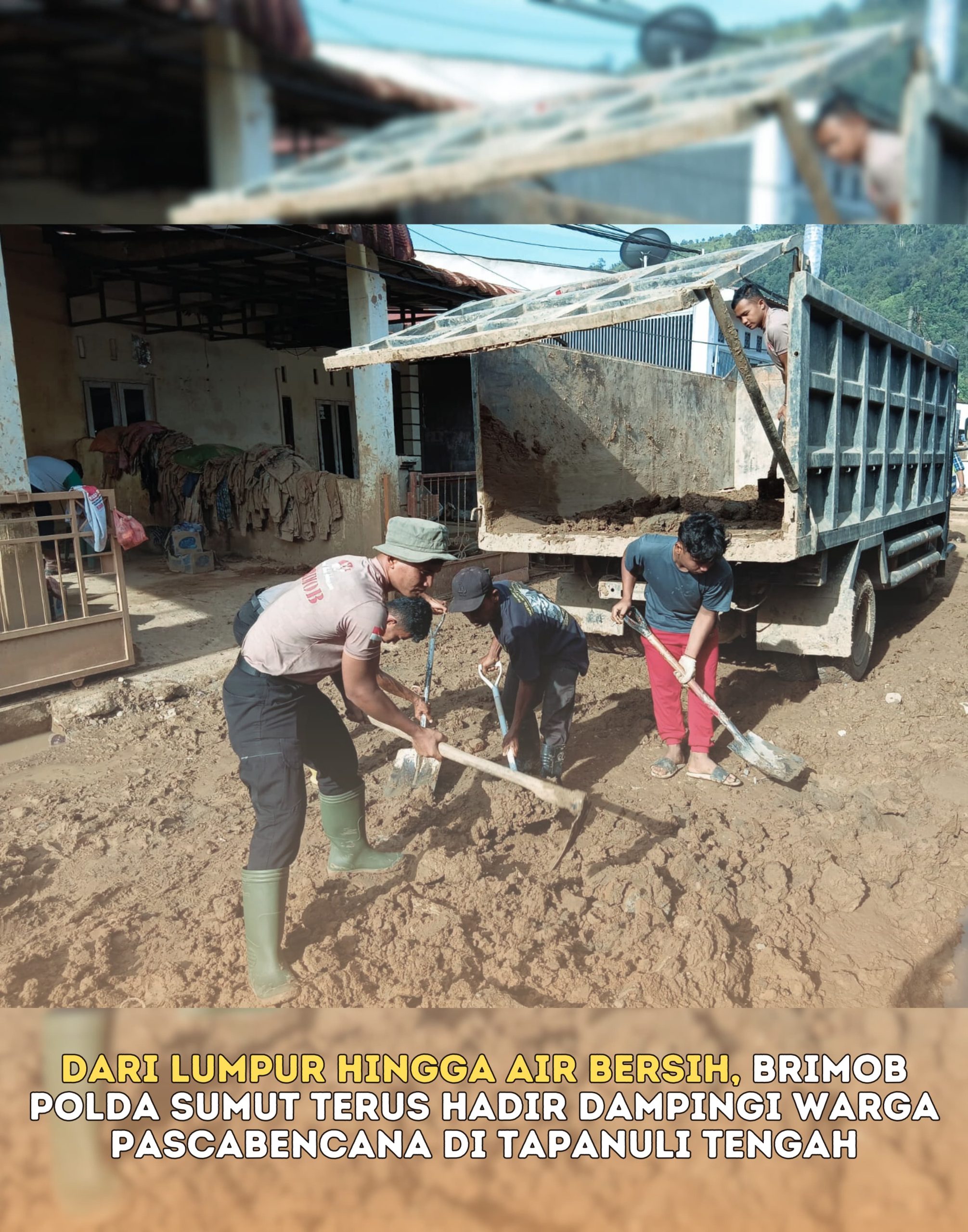 Saat Warga Bangkit, Brimob Polda Sumut Turun Tangan Pulihkan Rumah dan Fasilitas Ibadah di Batang Toru