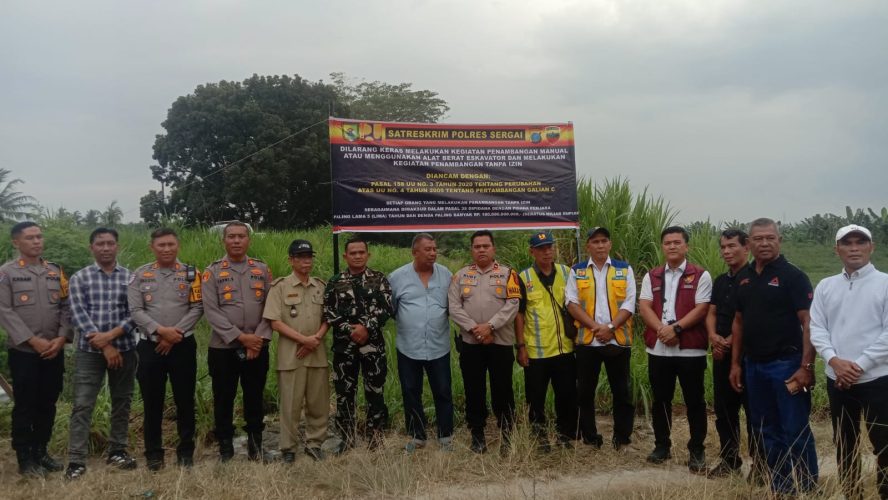 Cegah Aksi Galian C Ilegal, Polres Sergai Pasang Spanduk Himbauan Dan Rutinkan Patroli