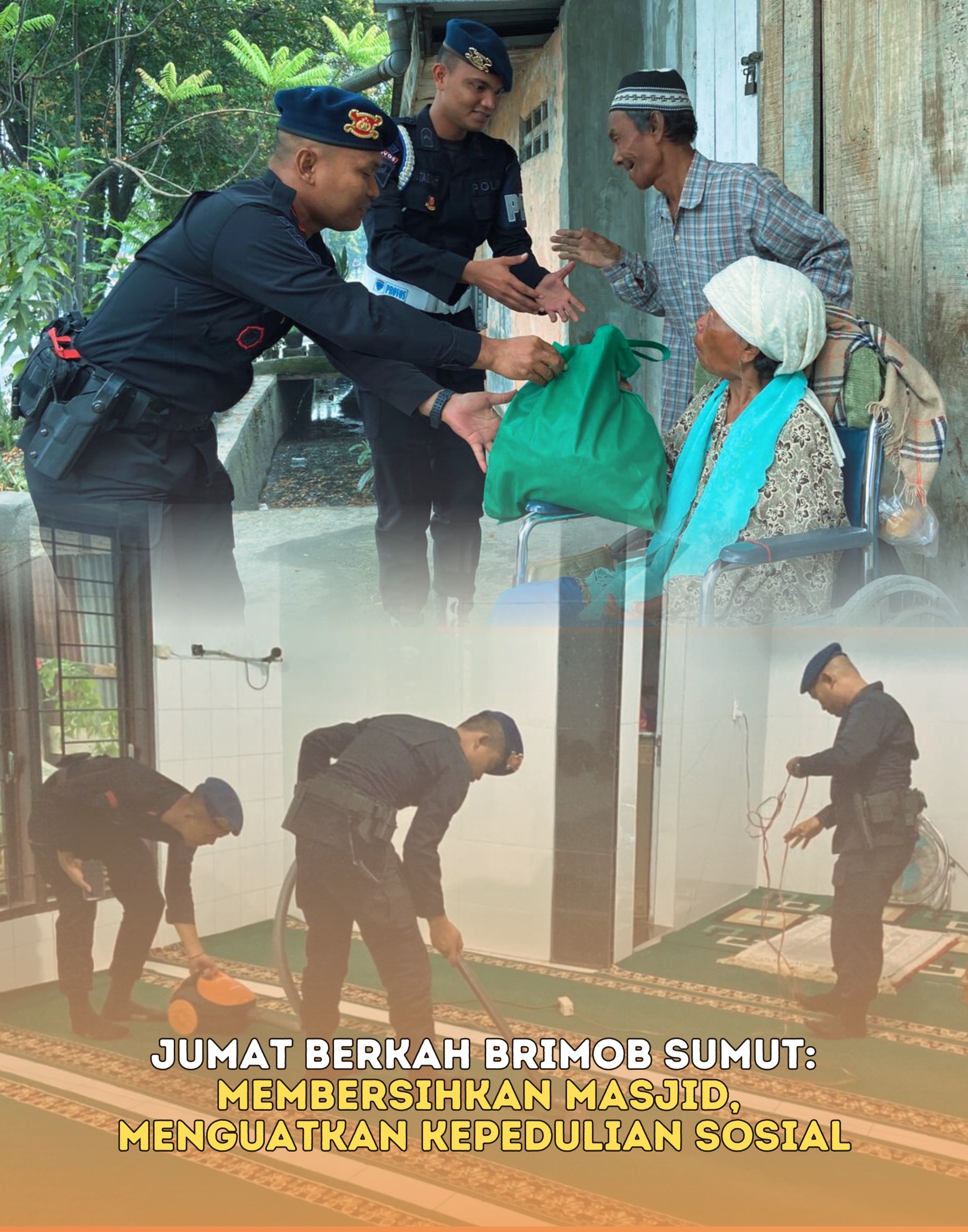 Jumat Berkah Brimob Sumut: Membersihkan Masjid, Menguatkan Kepedulian Sosial