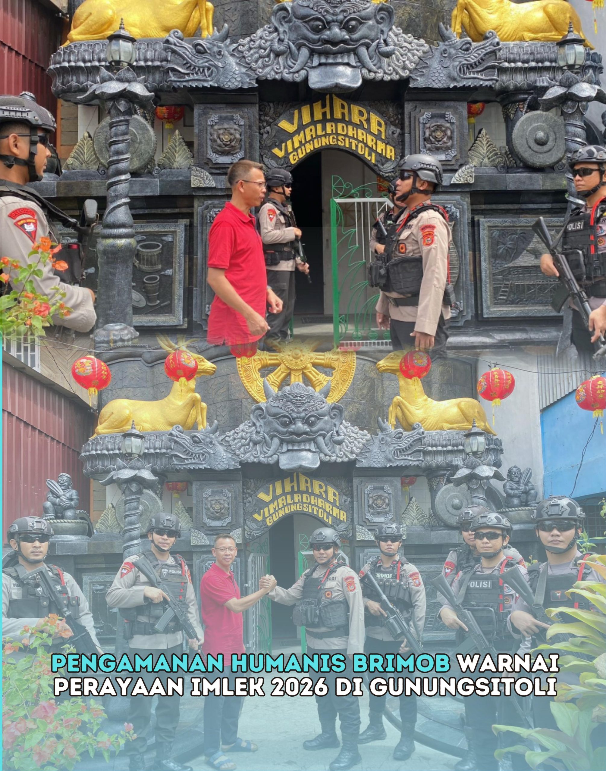 Pengamanan Humanis Brimob Warnai Perayaan Imlek 2026 Di Gunungsitoli