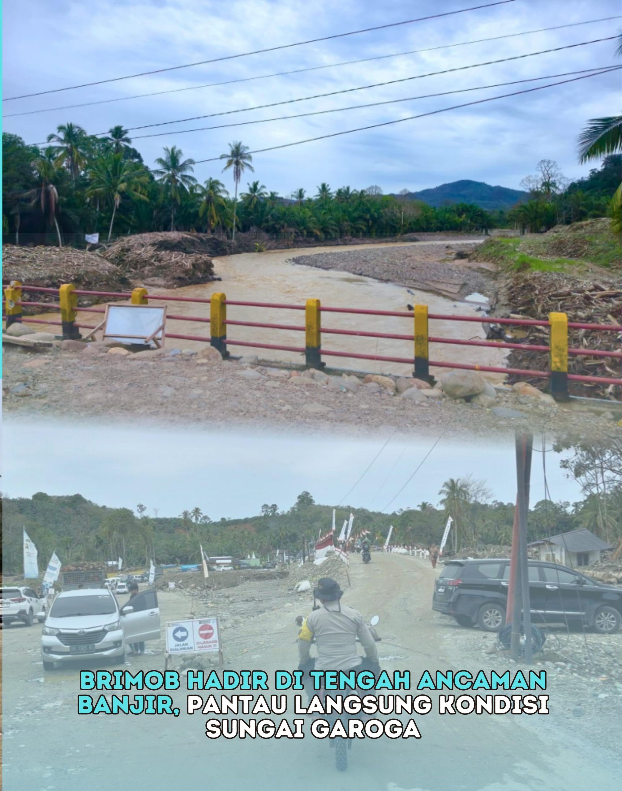 Brimob Hadir Di Tengah Ancaman Banjir, Pantau Langsung Kondisi Sungai Garoga