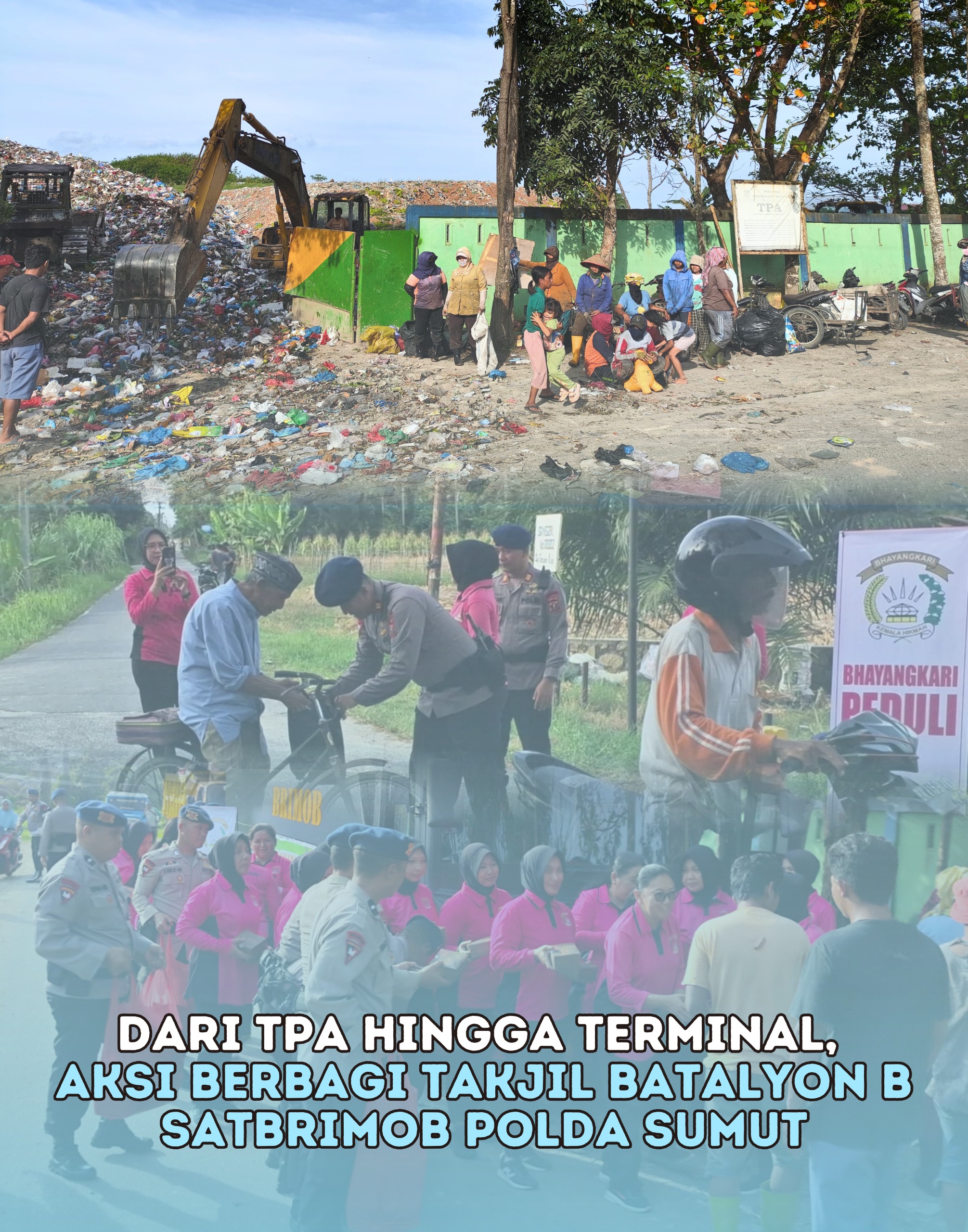 Dari TPA Hingga Terminal, Aksi Berbagi Takjil Batalyon B Satbrimob Polda Sumut