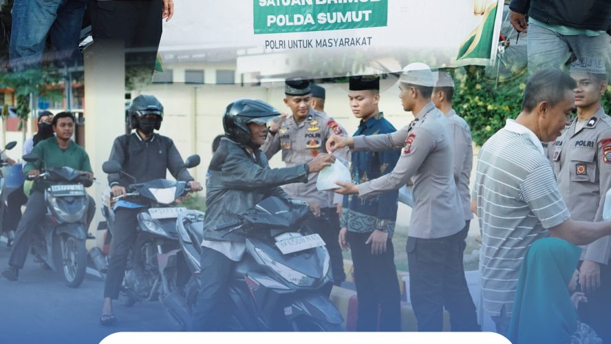 Brimob Polda Sumut Berbagi Berkah Ramadhan, 200 Takjil Dibagikan Untuk Pengendara Di Sekitar Mako K.E. Lumi
