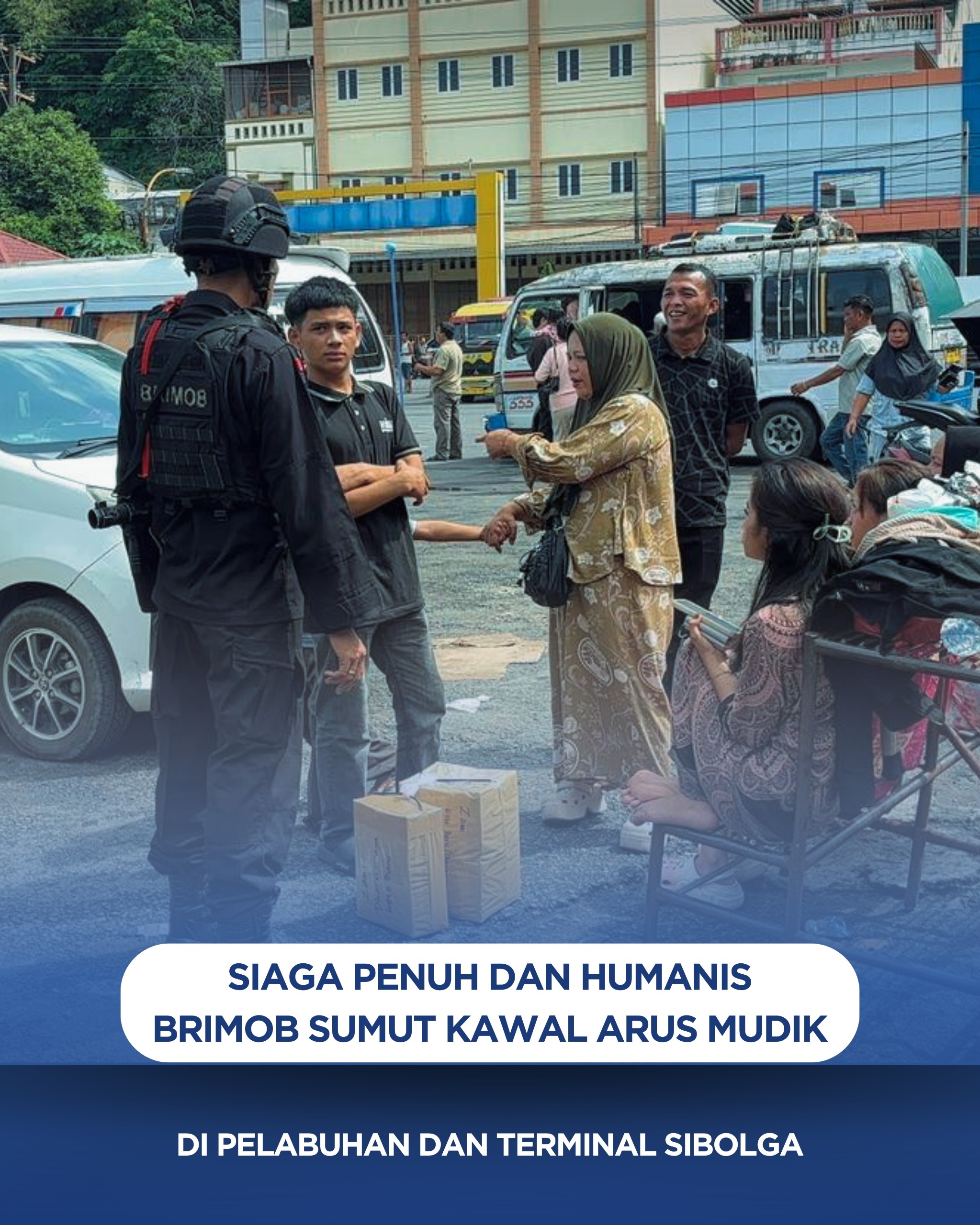 Sigap Dan Humanis, Brimob Sumut Kawal Arus Mudik Di Pelabuhan Dan Terminal Sibolga