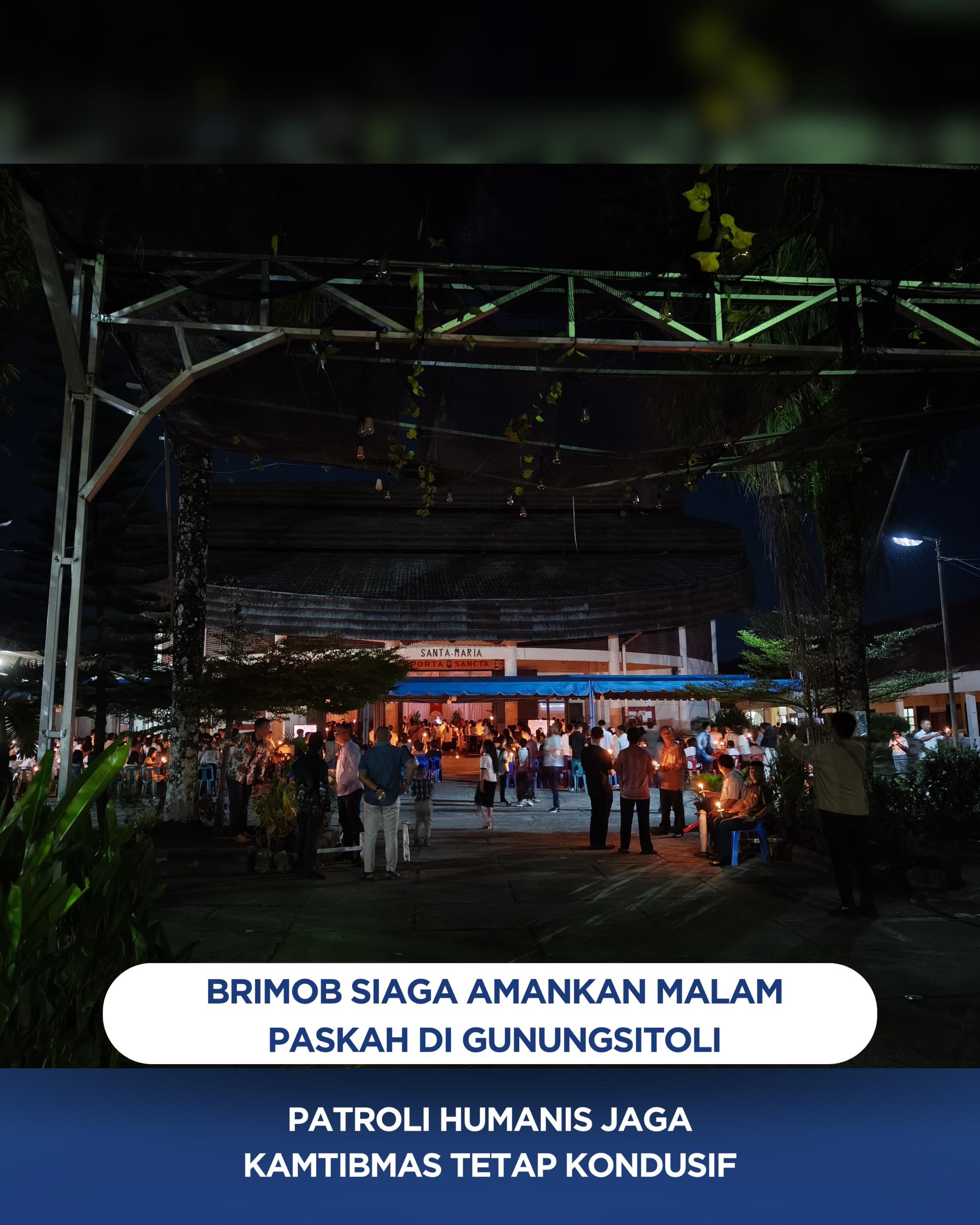 Brimob Siaga Amankan Malam Paskah di Gunungsitoli, Patroli Humanis Jaga Kamtibmas Tetap Kondusif