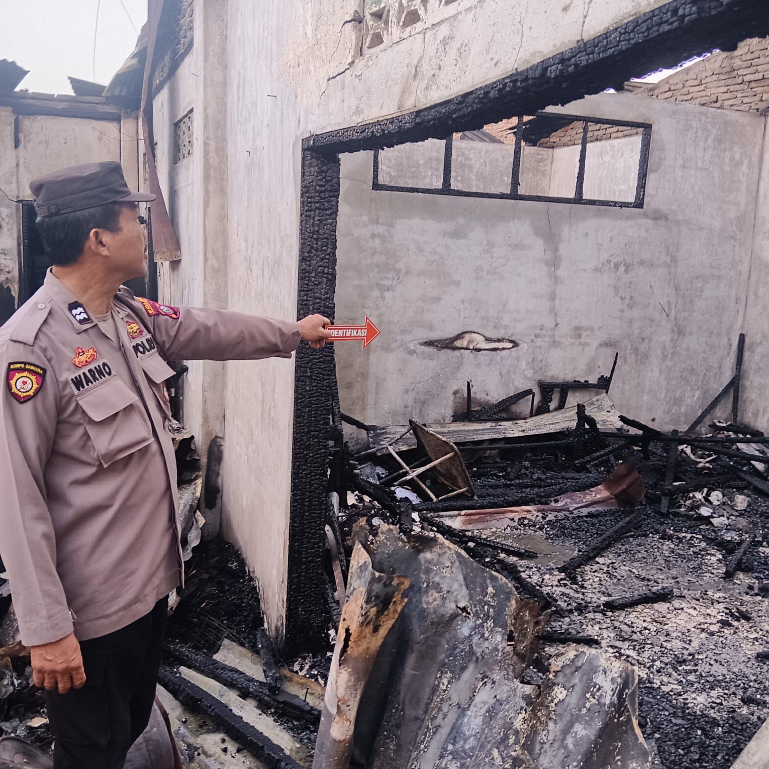 Polsek Perbaungan Cek Kebakaran Dua Unit Rumah Di Perbaungan