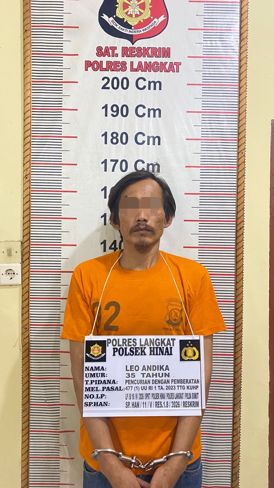 Polsek Hinai Bekuk Dua Terduga Pelaku Pencurian Jerjak Besi Dan Pintu Rumah