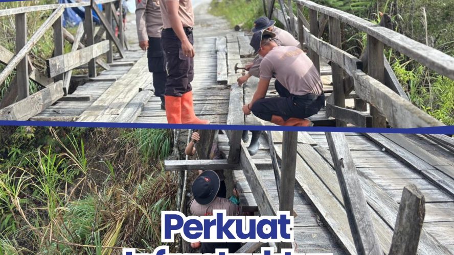 Perkuat Infrastruktur Desa, Brimob Sumut Lakukan Perbaikan Jembatan Gotting