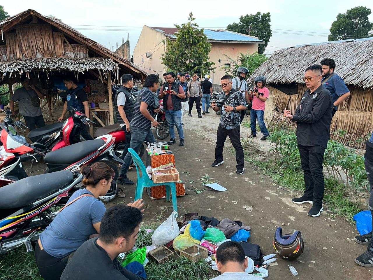 Polres Binjai Berkolaborasi Bersama BNN Grebek Barak Narkoba Di Tunggorono Binjai Timur