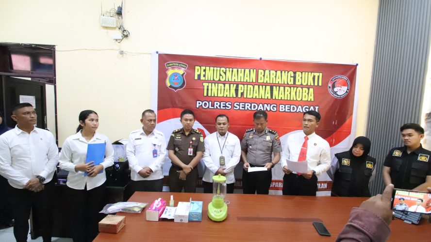 Polres Sergai Musnahkan Barang Bukti Sabu Dan Ekstasi Hasil Ungkap Kasus Narkotika