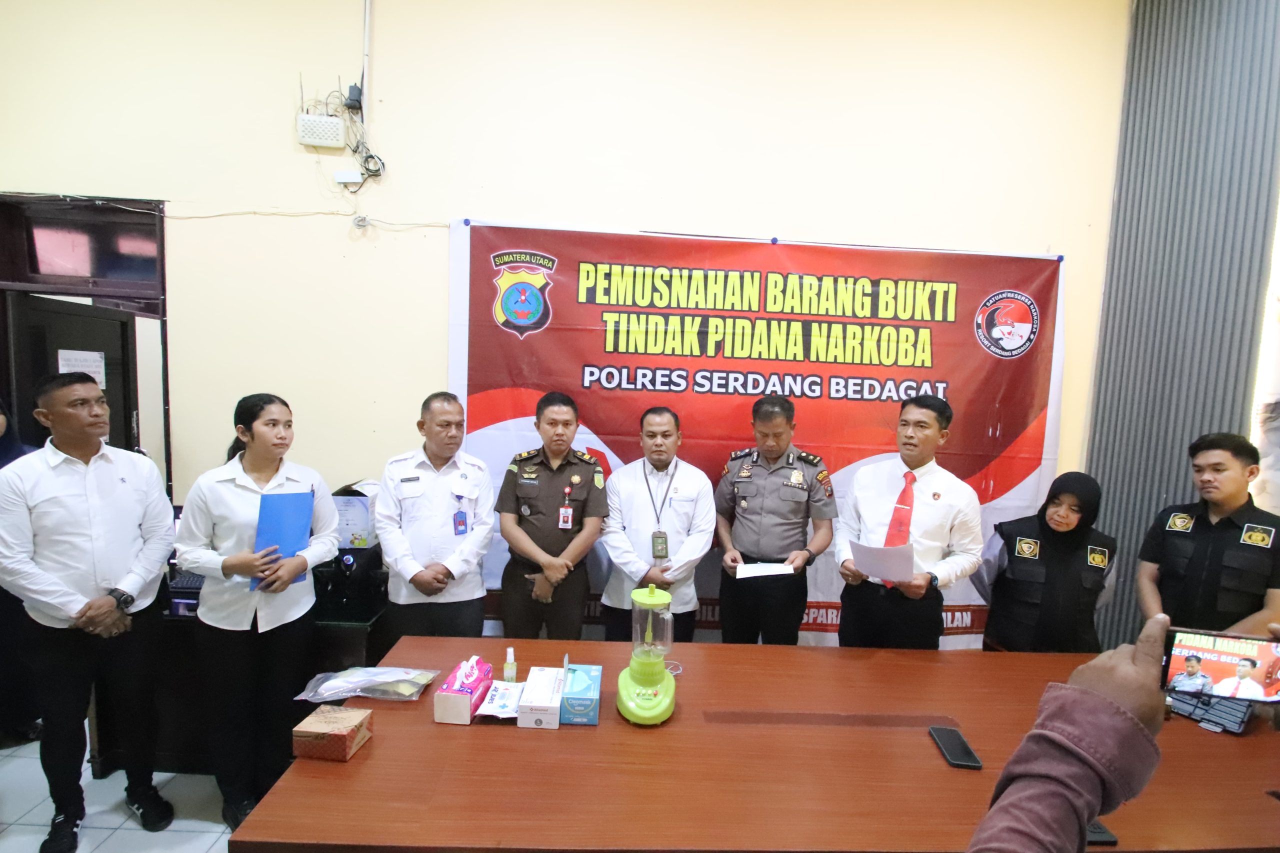 Polres Sergai Musnahkan Barang Bukti Sabu Dan Ekstasi Hasil Ungkap Kasus Narkotika