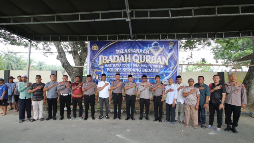 Polres Sergai Sembelih Belasan Hewan Qurban Idul Adha 1447 H, Daging Dibagikan Ke Personel Hingga Masyarakat