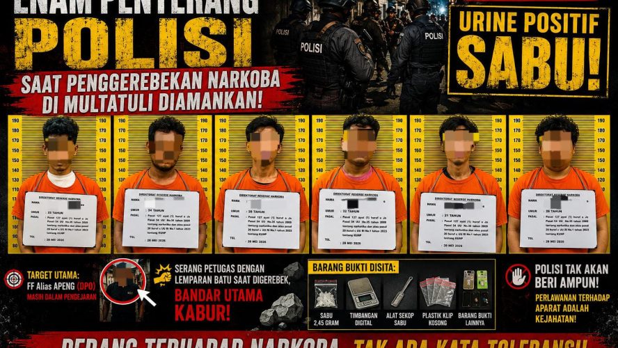 Enam Penyerang Polisi Saat Penggerebekan Narkoba Di Multatuli Diamankan, Urine Positif Sabu