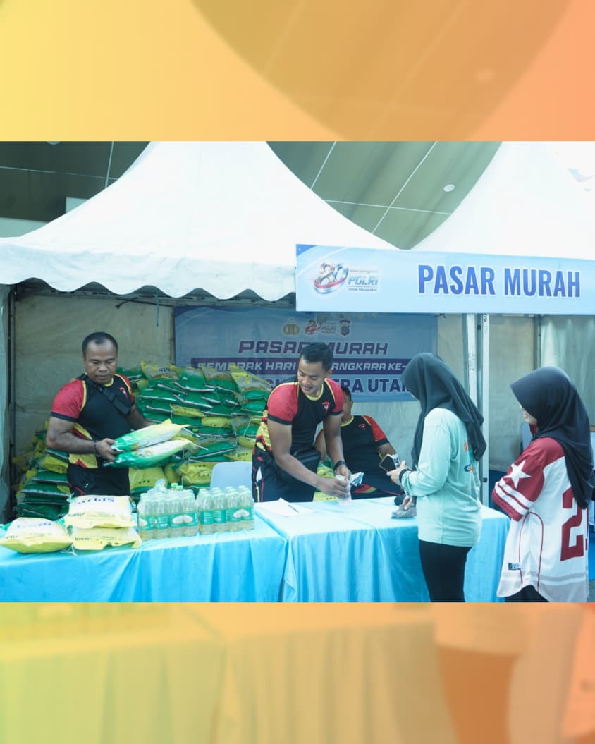 “Semarak HUT Bhayangkara Ke-80, Brimob Sumut Bagikan 1.000 Porsi Makan Gratis Dan Gelar Pasar Murah Untuk Warga Di Car Free Day Medan”