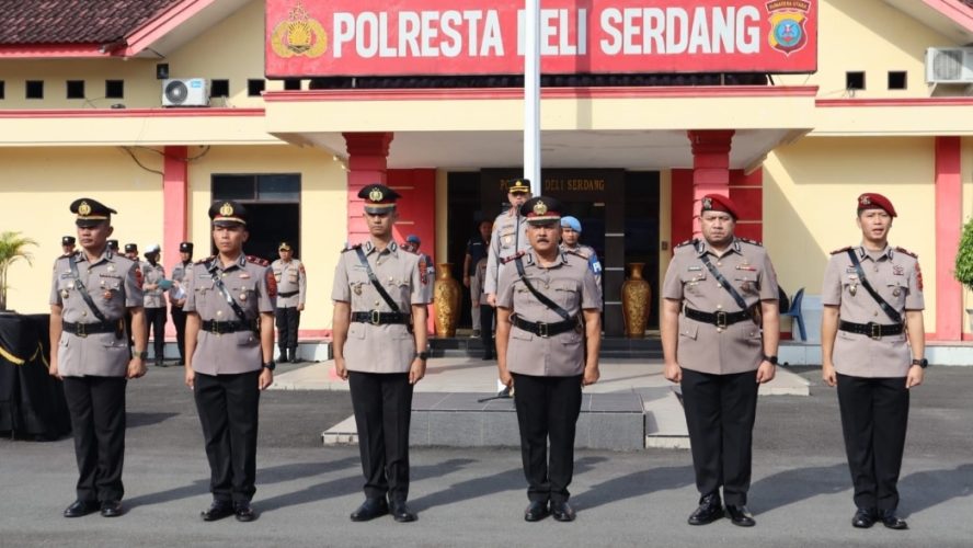 Kapolresta Deli Serdang Pimpin Sertijab Kasat Reskrim Dan Dua Kapolsek Jajaran