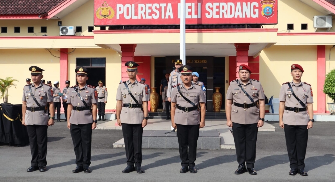 Kapolresta Deli Serdang Pimpin Sertijab Kasat Reskrim Dan Dua Kapolsek Jajaran
